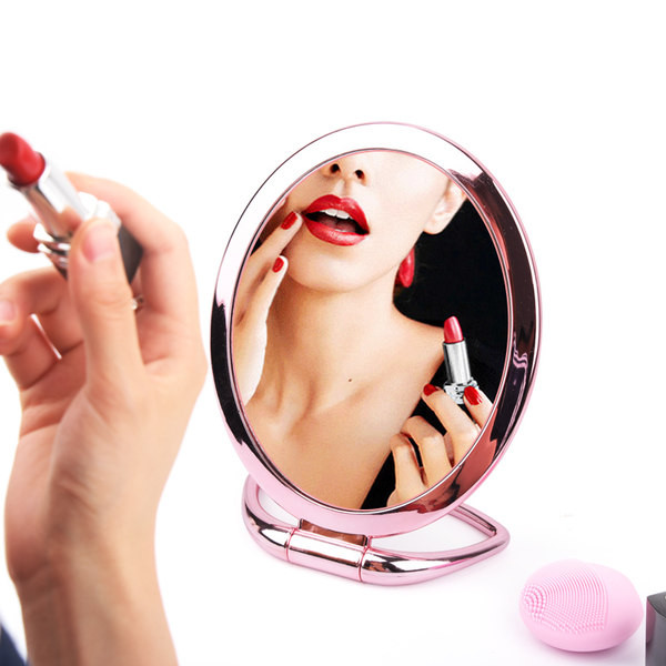 Καθρέφτης καλλυντικού μακιγιάζ διπλής όψης με βάση