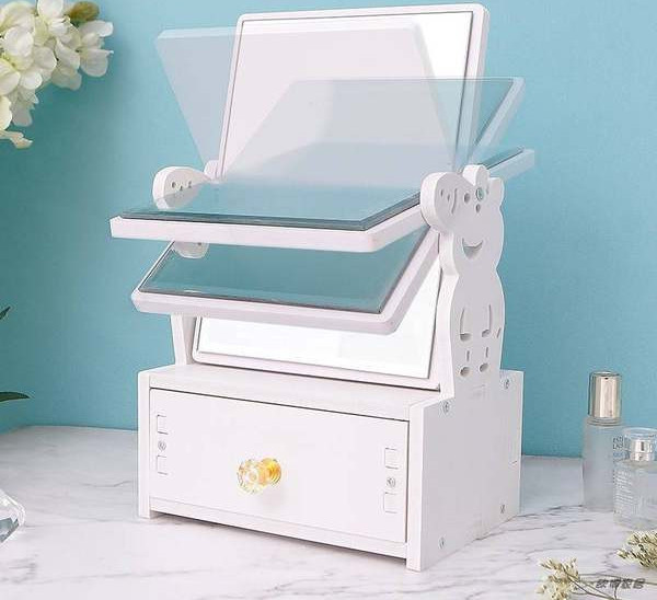 Lauaarvuti kosmeetikapeegel koos hoiukarbiga