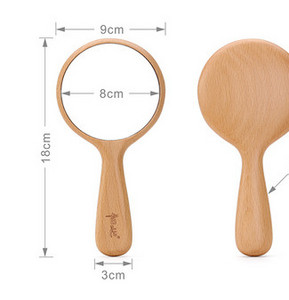 Nešiojamas medinis rankinis veidrodis