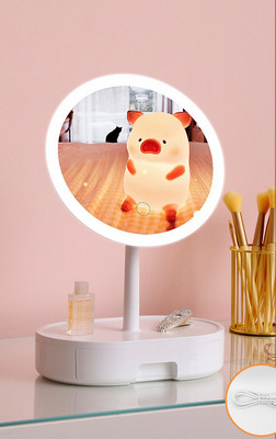 Desktop cosmetic mirror with LED lighting