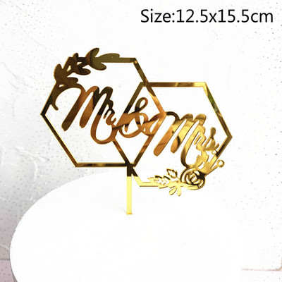 MR&MRS Ακρυλικό κέικ γάμου και αρραβώνων Topper Lover Love Valentine`s Day Baking Decoration You&me Anniversary Cake Party Favors
