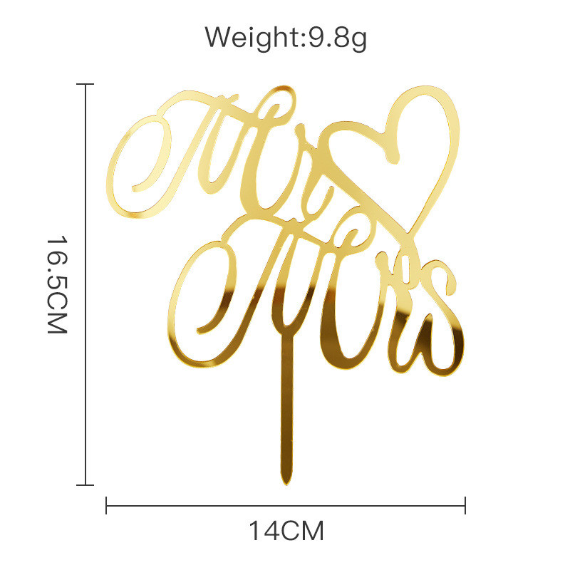 MR&MRS akriliniai vestuvių ir sužadėtuvių tortų mėgėjų Valentino dienos kepinių papuošimai Jubiliejaus tortų vakarėliui