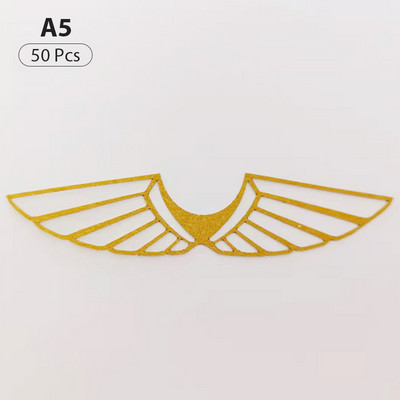 50 vnt. burtininko vakarėlio šokolado puošmena Šokolado tuščiavidurių sparnų puošmena Blizgučiai su gimtadieniu torto viršelis Valentino diena