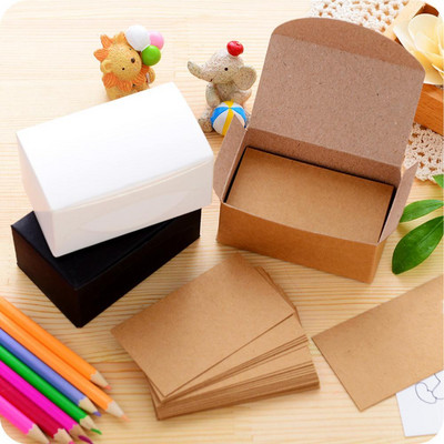 100pcs Retro Double-sided Blank Kraft Paper Business Cards Word Card Message Card DIY Postcard Message Wedding Card Gift Card