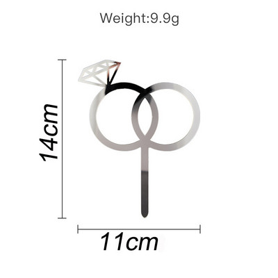 Akrüülist koogipea Romantiline pakkumine Teemantsõrmusega pruut saab pulmapeo koogi kaunistuseks Pulmaküpsetuspeo soodustused