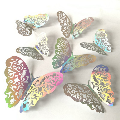 12Pcs šuplje naljepnice s leptirima Naljepnica za rođendansku tortu s 3D efektom Kristalne naljepnice s leptirima Prekrasni ukrasi za torte s leptirima