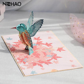 3D iššokantis kolibrio paukščio sveikinimo atvirukas „Galvoju apie tave“ gimtadienio proga Tėvo dienai Motinos dienos vestuvių vokas