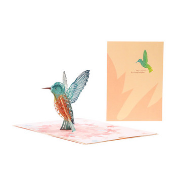 3D изскачаща поздравителна птичка колибри Мисля за теб Картичка за рожден ден Ден на бащата Сватбен плик за Ден на майката