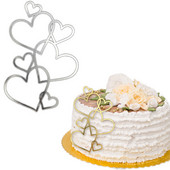 10 tk 7 Süda ühes pulmatordi pealistükk minimalistlik kuldne hõbedane südamega koogitops sõbrapäeva magustoidu peokaunistus