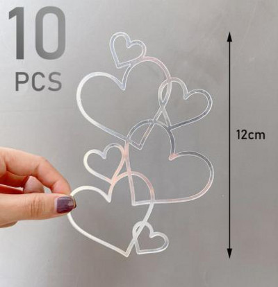 10 tk 7 Süda ühes pulmatordi pealistükk minimalistlik kuldne hõbedane südamega koogitops sõbrapäeva magustoidu peokaunistus