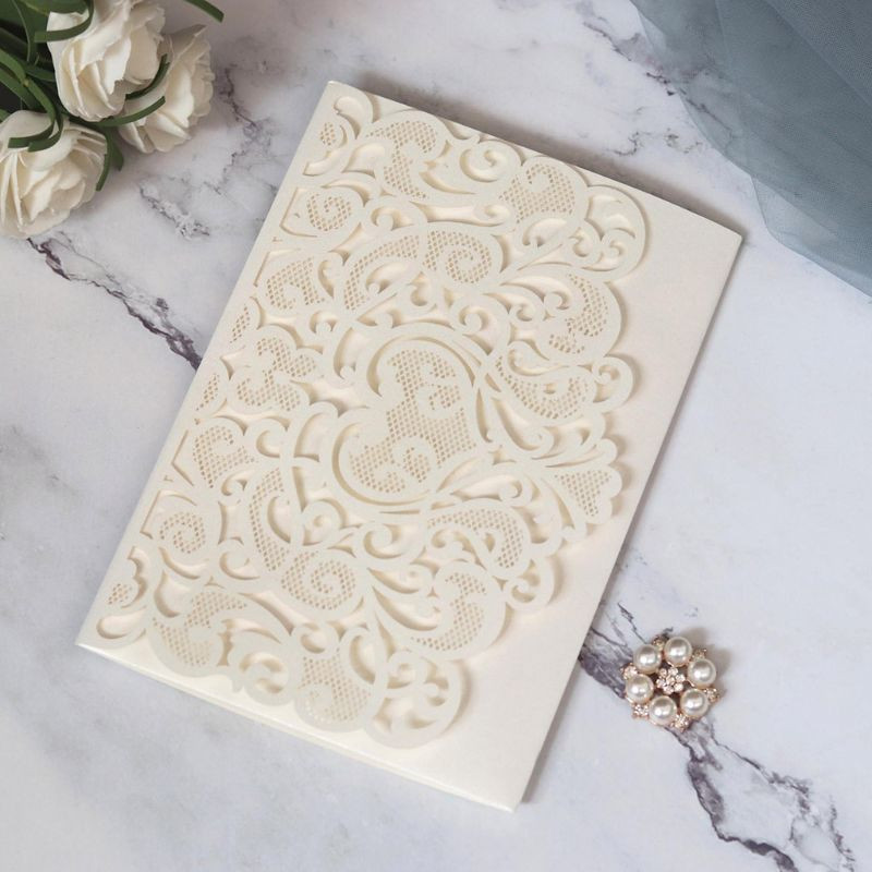 10 buc. Invitații de nuntă tăiate cu laser în formă de inimă. Material pentru petreceri M6CE