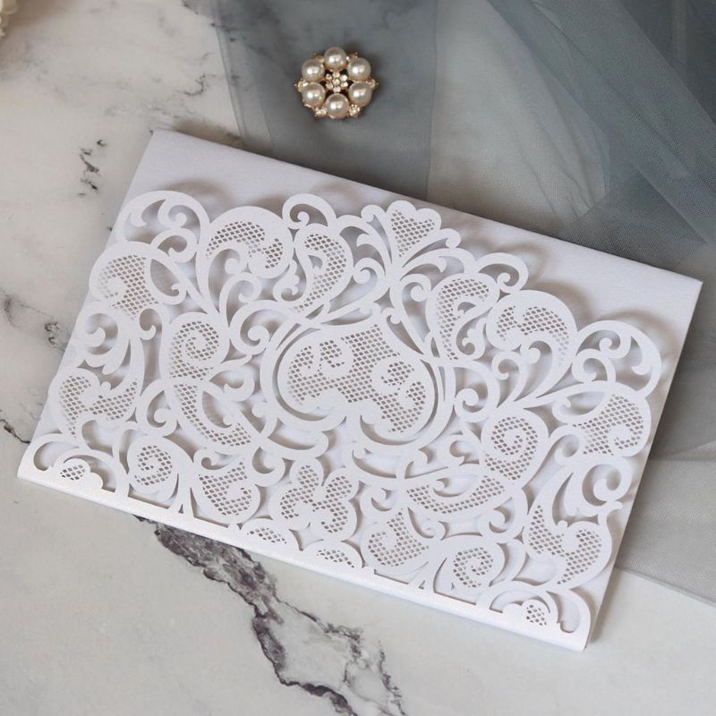 10 buc. Invitații de nuntă tăiate cu laser în formă de inimă. Material pentru petreceri M6CE