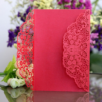 10 τμχ Προσκλητήρια γάμου με κοπή με λέιζερ Χαριτωμένο κομψό λουλούδι δαντέλας επαγγελματικές ευχετήριες κάρτες Μπομπονιέρα για πάρτι γενεθλίων