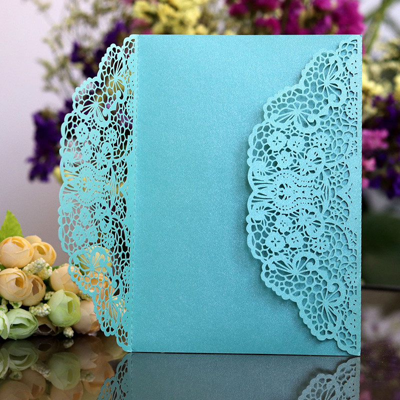 10 tk Laserlõigatud pulmakutsete kaart Armas elegantne pitslillega äriõnnitluskaart sünnipäeva pulmapeo teenete kaunistus