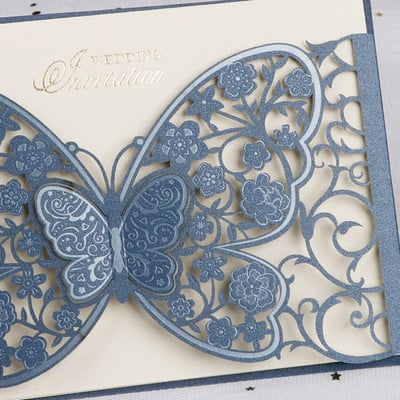 1 tk Butterfly Laser Cut Pulma Kutsekaart Õnnitluskaart Kohandatud peosoov kihlumise aastapäeva pulmadekoratsioon