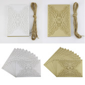 1 vnt. West Cowboy elegantiškos lazeriu pjaustytos vestuvių kvietimų atvirutės su rinkiniais Tuščios žalios spalvos atvirutės Vestuvių dekoravimo vakarėlio reikmenys