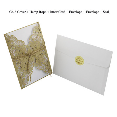 1 vnt. West Cowboy elegantiškos lazeriu pjaustytos vestuvių kvietimų atvirutės su rinkiniais Tuščios žalios spalvos atvirutės Vestuvių dekoravimo vakarėlio reikmenys