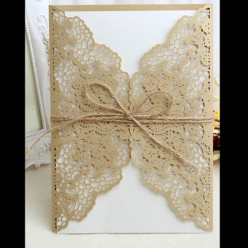 1 vnt. West Cowboy elegantiškos lazeriu pjaustytos vestuvių kvietimų atvirutės su rinkiniais Tuščios žalios spalvos atvirutės Vestuvių dekoravimo vakarėlio reikmenys