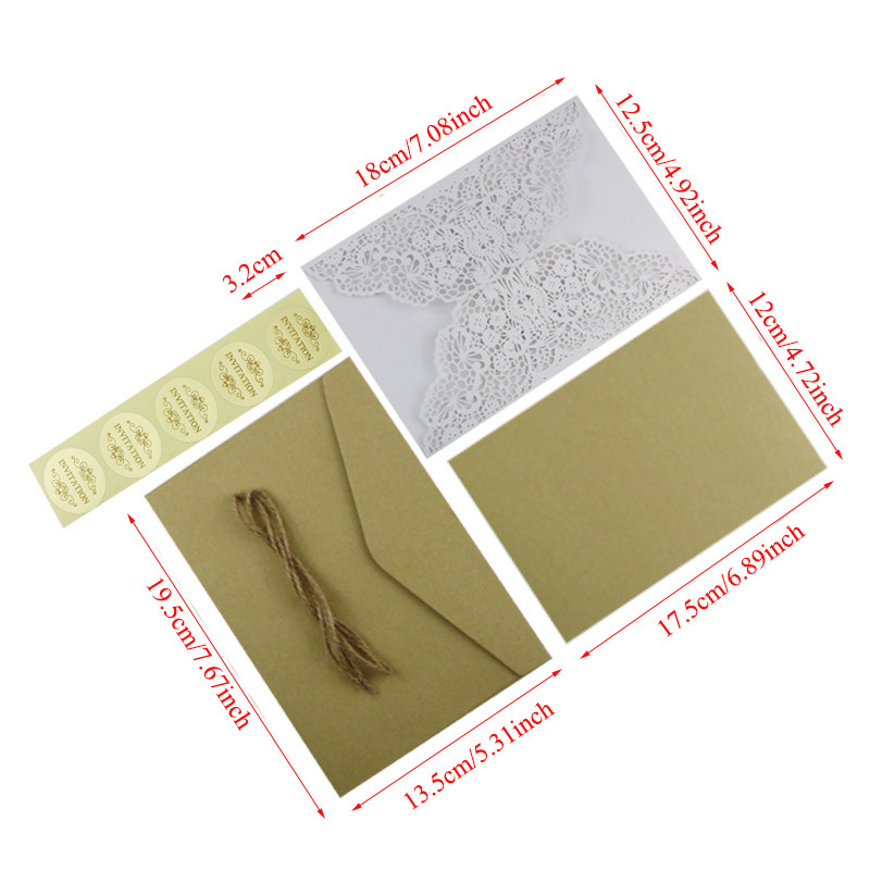 1 vnt. West Cowboy elegantiškos lazeriu pjaustytos vestuvių kvietimų atvirutės su rinkiniais Tuščios žalios spalvos atvirutės Vestuvių dekoravimo vakarėlio reikmenys