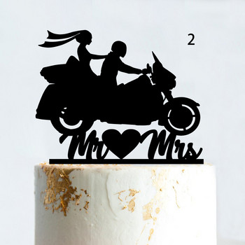 Μοτοσικλέτα Funny Style Γαμήλια Τούρτα Topper Couple Γενέθλια Ακρυλικό Νύφη και Γαμπρός Mrs Anniersary Διακόσμηση αρραβώνων
