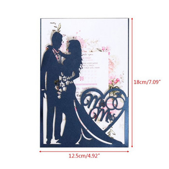 10 τμχ Προσκλητήρια γάμου με αγάπη για νύφη και γαμπρό Καρδιά με μοτίβο Mr MRS Ευχετήρια κάρτα για διακόσμηση πάρτι