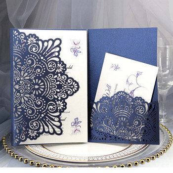 Προσκλητήρια 25τμχ Προσκλητήριο γάμου βάπτισης με μαργαριταρένιο υλικό Ευχετήρια κάρτα κοπής με λέιζερ Προμήθειες για πάρτι γενεθλίων