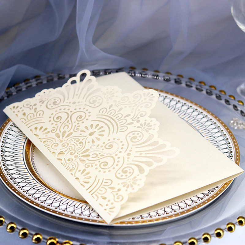 25 tk. Ristimiskutsed Pulmakutse pärlipaberiga Laserlõigatud õnnitluskaart Sünnipäevapeo tarvikud