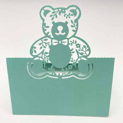 40tk Bear Laser Cut Baby Shower Sünnipäevapeo laud nimega Kohakaardid Pulmakutsed Laua nimekaartide peokaunistus