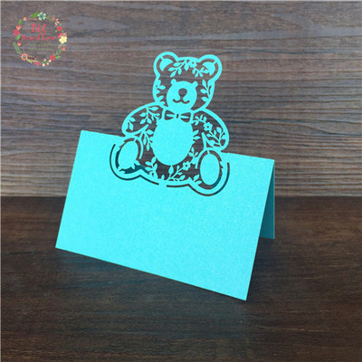 40tk Bear Laser Cut Baby Shower Sünnipäevapeo laud nimega Kohakaardid Pulmakutsed Laua nimekaartide peokaunistus