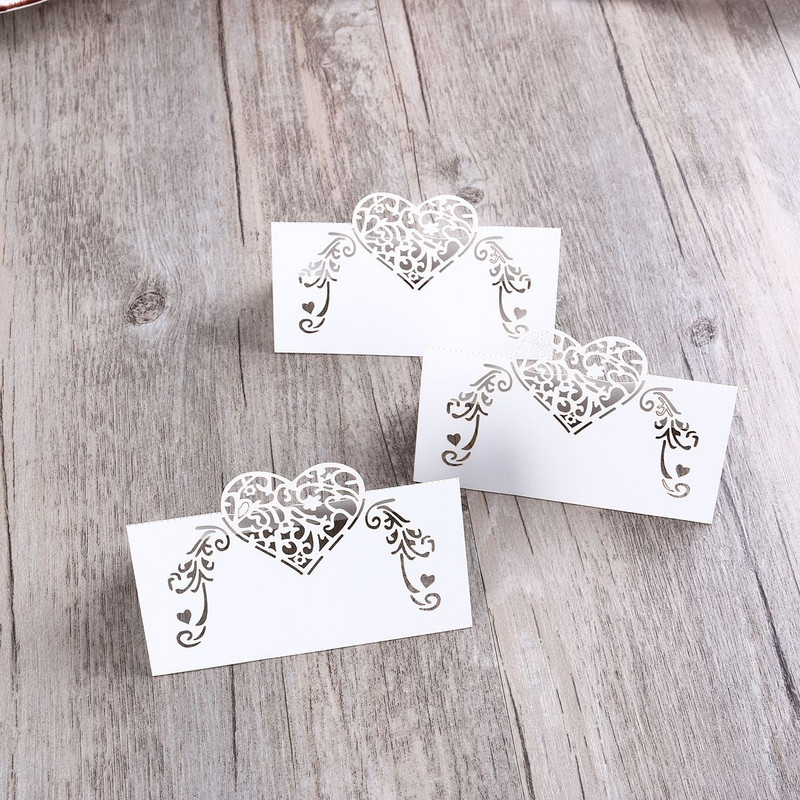 50 tk Laserlõigatud südamekujuline laud Nimekaart Kohakaart Pulma sünnipäevapeo kaunistus