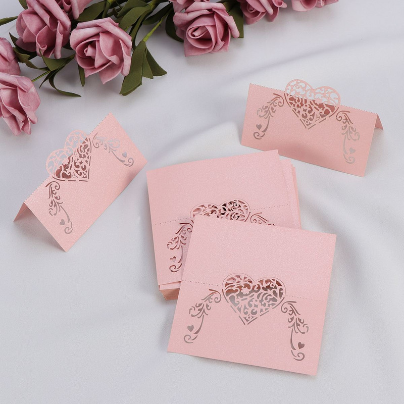 50 tk Laserlõigatud südamekujuline laud Nimekaart Kohakaart Pulma sünnipäevapeo kaunistus