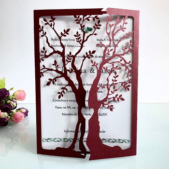25 τμχ Προσκλητήριο γάμου με δέντρο αβοκάντο με χαρτί μαργαριτάρι με λέιζερ Προσκλητήριο Ευχετήριες κάρτες για πάρτι