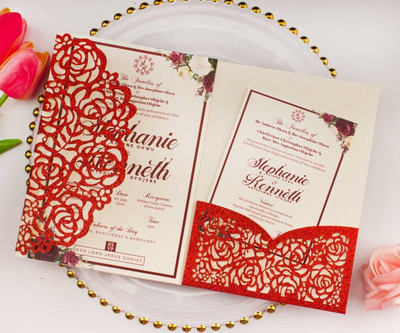 tasuta kohaletoimetamine 1X laserlõigatud kolmekordne valge roosikuldne lilleline taskuvolt Pulmakutsekaart Kutse RSVP Kohanda ümbrikut