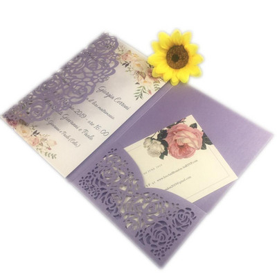 tasuta kohaletoimetamine 1X laserlõigatud kolmekordne valge roosikuldne lilleline taskuvolt Pulmakutsekaart Kutse RSVP Kohanda ümbrikut