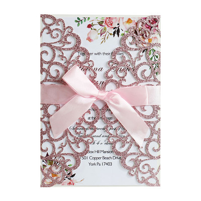 Προσκλητήρια γάμου 25 τμχ Glitter χαρτί με θήκη για φάκελο με κάρτα Προσαρμοσμένη Maraige Μπομπονιέρες βάπτισης για πάρτι γενεθλίων Mariage