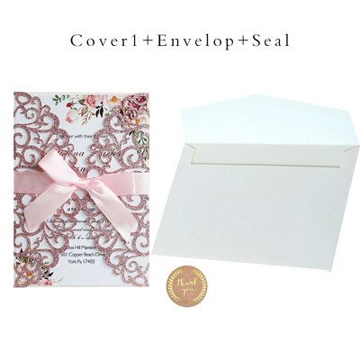 Προσκλητήρια γάμου 25 τμχ Glitter χαρτί με θήκη για φάκελο με κάρτα Προσαρμοσμένη Maraige Μπομπονιέρες βάπτισης για πάρτι γενεθλίων Mariage