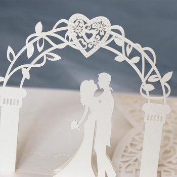 1 τεμ European Laser Hollowed 3D κομψό προσκλητήριο γάμου Ρομαντική ευχετήρια κάρτα για την Ημέρα του Αγίου Βαλεντίνου Προσκλητήριο Lace Heart Lover