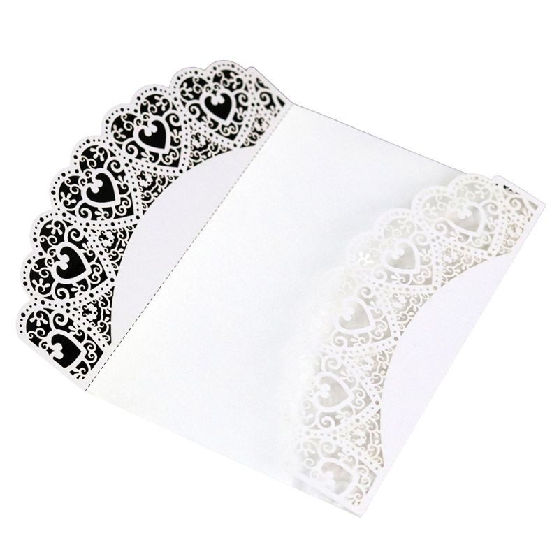 10 tk/komplekt Rustikaalne laserlõigatud pulmakutsed Kaardid pitsist kotiriie lips, kutsed