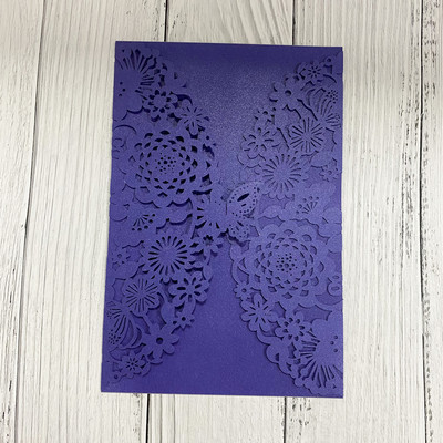 10 tk/pakk Läikivast pärlipaberist pulmakutsekaart Laserlõikelillega nikerdatud 3D liblikaga kutsed pulma sünnipäevapeoks