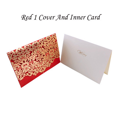 1vnt Auksinė Balta Raudona Prabangi Flora Lazeriu kirpti vestuvių kvietimai Kortelės Elegantiški vestuvių vokai Renginio vakarėlio vestuvių dekoravimas