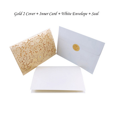 1vnt Auksinė Balta Raudona Prabangi Flora Lazeriu kirpti vestuvių kvietimai Kortelės Elegantiški vestuvių vokai Renginio vakarėlio vestuvių dekoravimas