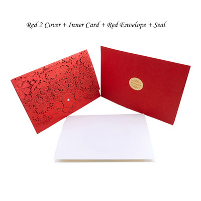 1vnt Auksinė Balta Raudona Prabangi Flora Lazeriu kirpti vestuvių kvietimai Kortelės Elegantiški vestuvių vokai Renginio vakarėlio vestuvių dekoravimas