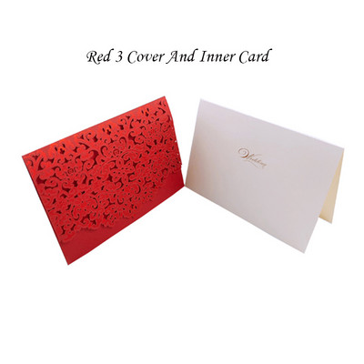 1vnt Auksinė Balta Raudona Prabangi Flora Lazeriu kirpti vestuvių kvietimai Kortelės Elegantiški vestuvių vokai Renginio vakarėlio vestuvių dekoravimas