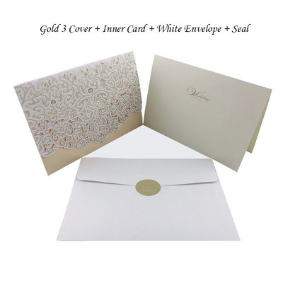 1vnt Auksinė Balta Raudona Prabangi Flora Lazeriu kirpti vestuvių kvietimai Kortelės Elegantiški vestuvių vokai Renginio vakarėlio vestuvių dekoravimas