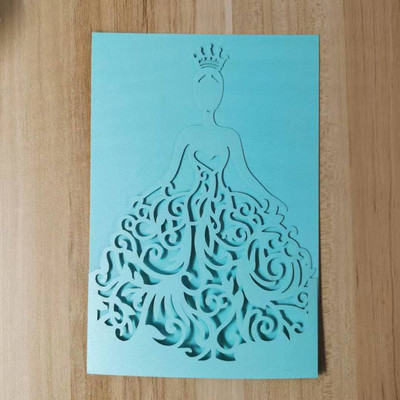 50 tk Kümme värvi tüdruku pulmakutse laserlõikega tüdruku sünnipäevaks Valikuline ümbrik, sisemine kaart, kohandatud peotarbed