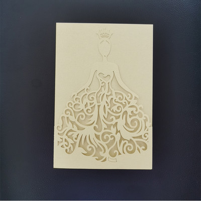 50 tk Kümme värvi tüdruku pulmakutse laserlõikega tüdruku sünnipäevaks Valikuline ümbrik, sisemine kaart, kohandatud peotarbed