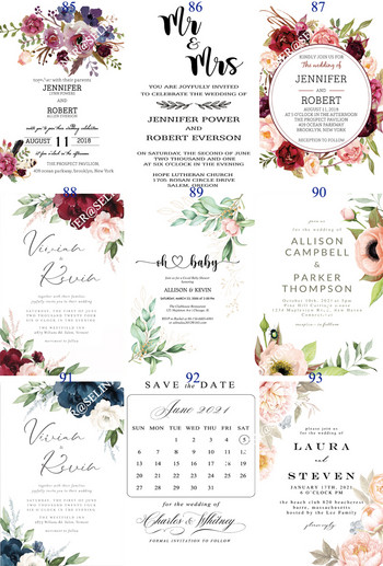 Προσκλητήρια γάμου 10X πράσινο μπορντό ροζ λουλούδι Διαφανής κάρτα για πάρτι γενεθλίων νυφικού ντους Προσκλήσεις Quinceanera