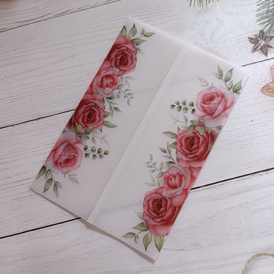 10X roheline Burgundia roosa lilleline vellum pulmakutsed Läbipaistev kaart pruutpaari sünnipäevapeoks Quinceanera kutsed