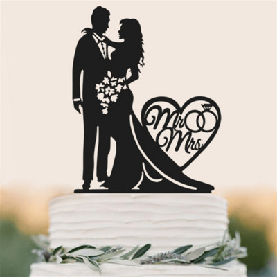 Topper pentru tort pentru nuntă și logodnă, mire și mireasă, aniversare de petrecere pentru băieți și fete