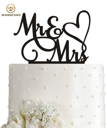 4 Χρώματα Ακρυλικό Mr and Mrs Cake Topper Party Favors Γαμήλια τούρτα Διακόσμηση Αναλώσιμα Αξεσουάρ ψησίματος Διακοσμητικά επετείου